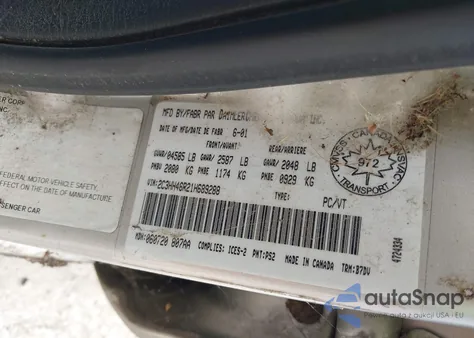 2001 Chrysler Intrepid Se z USA, uszkodzony, nr VIN 2C3HH46R21H689288